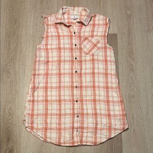 Tru Craft Plaid Sleeveless Button-Up Shirt Dress Sz XS